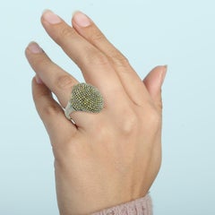 Multicolored Pave Diamond Dome Ring Made In Silver
