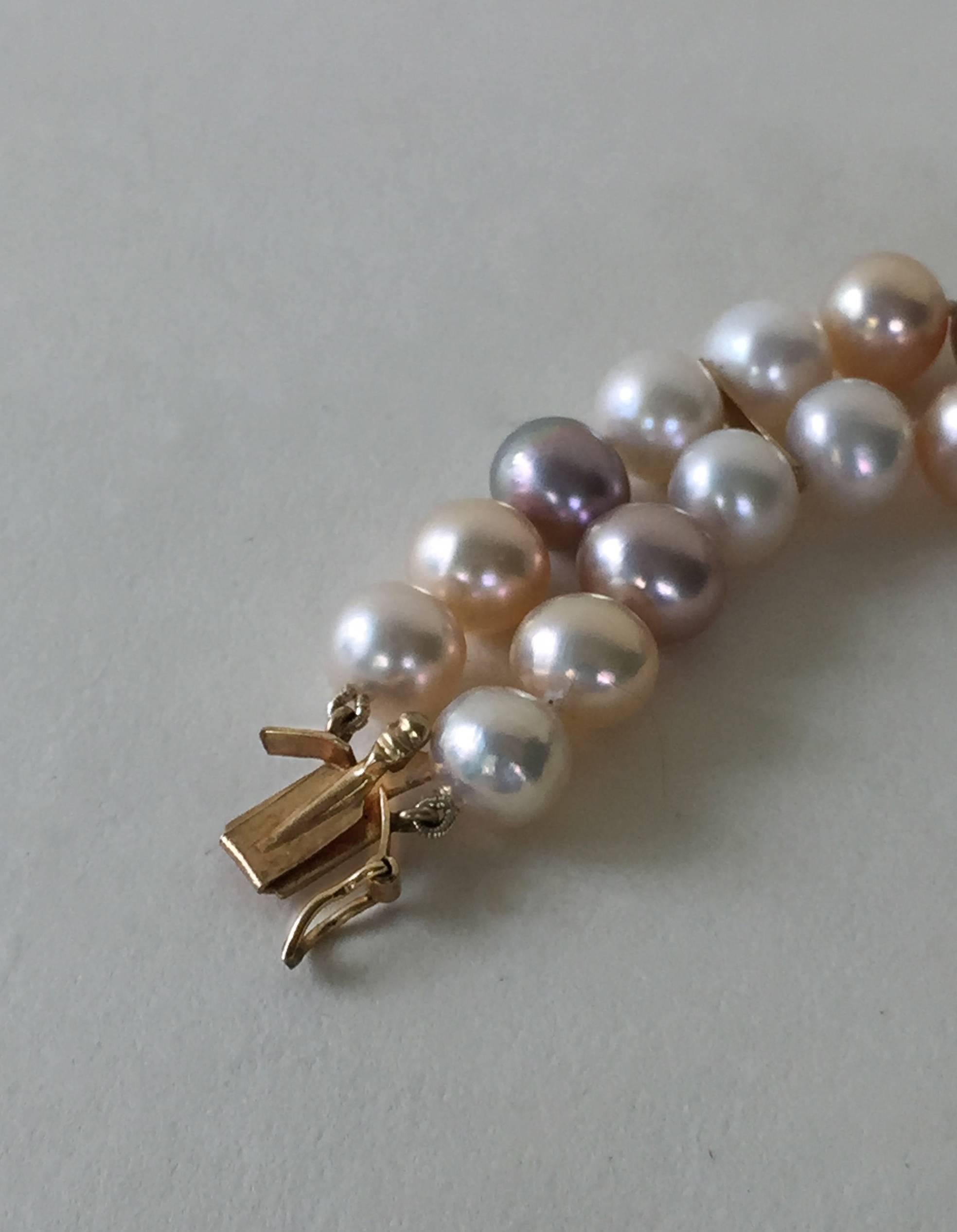 Women's Marina J. Multicolored Pearl Double Stranded Bracelet with Vintage 14K  Gold