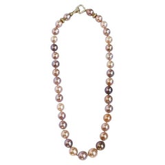 Multi-coloured Pearl Necklace with White Sapphire Clasp