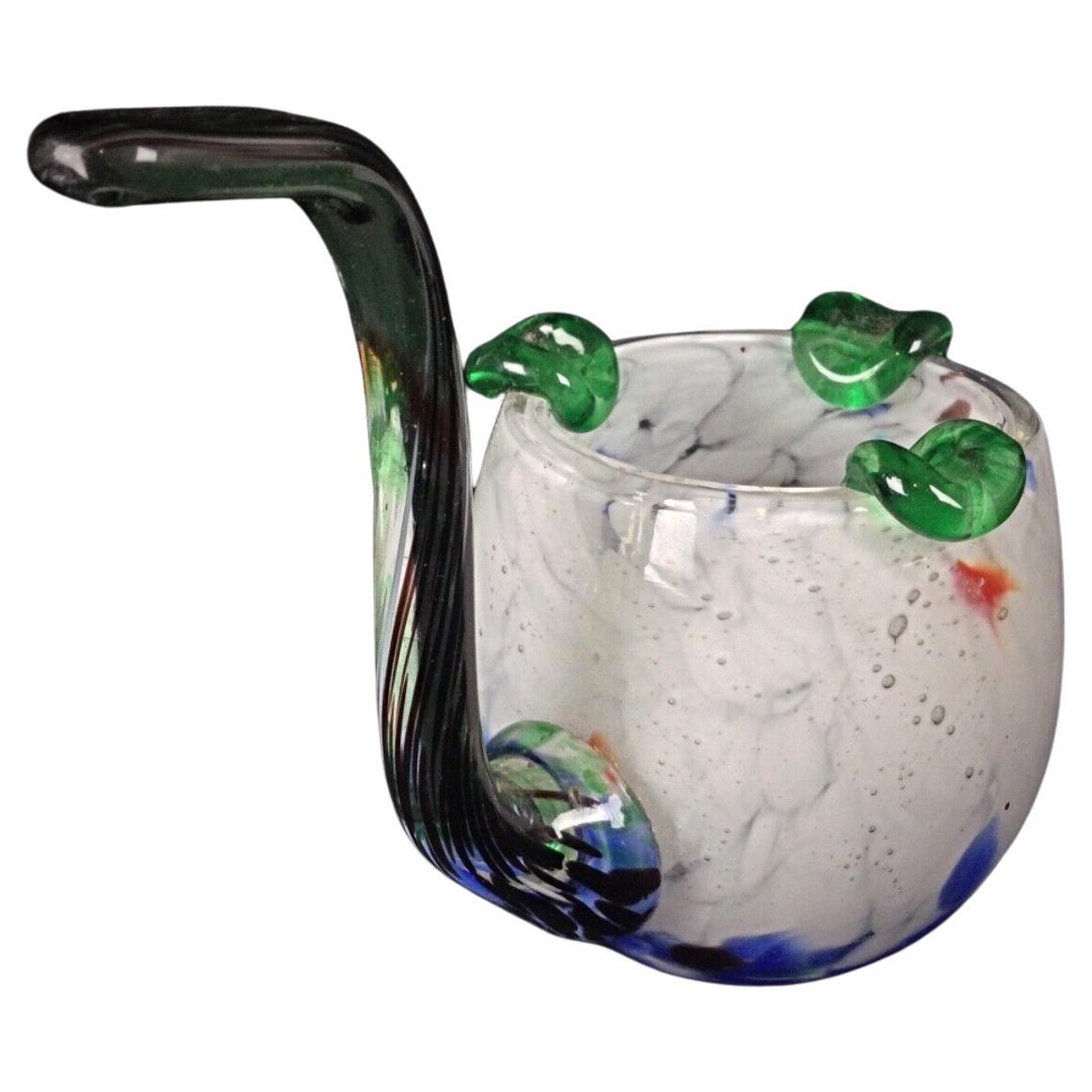 Multicolored Pipe-Shaped Ashtray or Catch-All in Hand-Blown Glass - 2Y100
