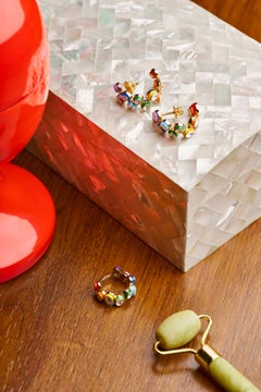 Multicolored Polki Gold Hoops by Kahana Jewels