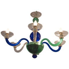 Lustre postmoderne multicolore en verre de Murano par Sylcom:: 1987
