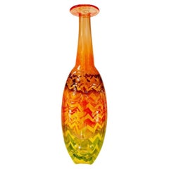 Retro Multicolored Pressed Glass Vase Signed Kosta Boda