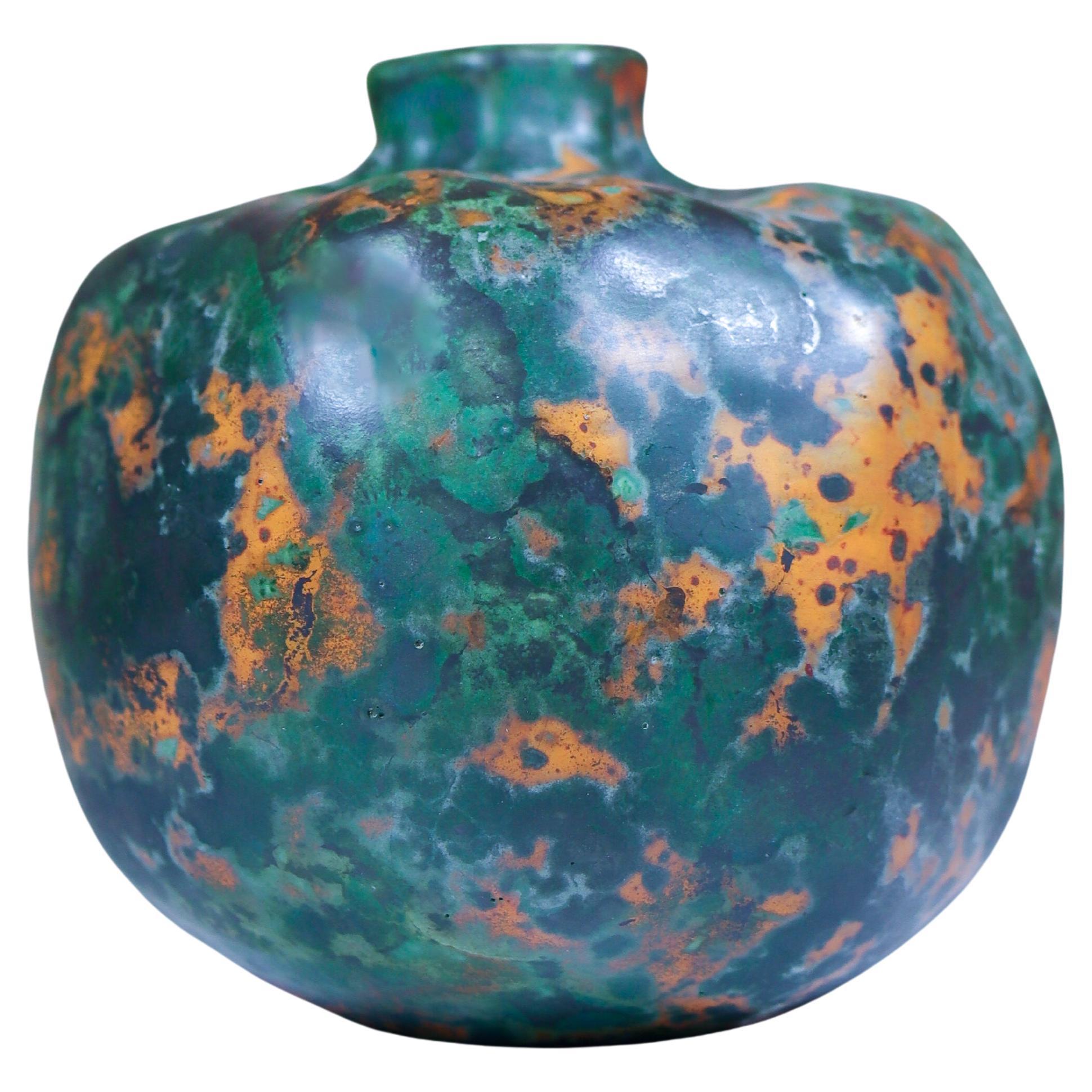 Mehrfarbige Kürbisvase, Keramik von Hans Hedberg, Biot, Frankreich im Angebot