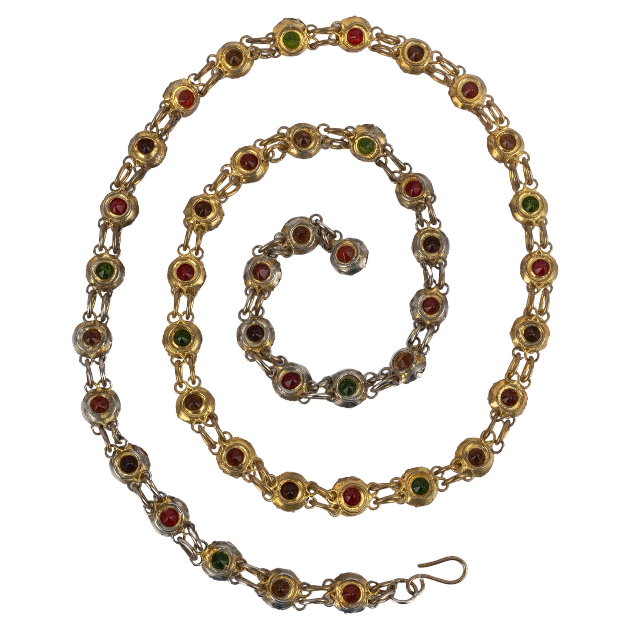 Multicolored rhinestoned necklace 1960s For Sale