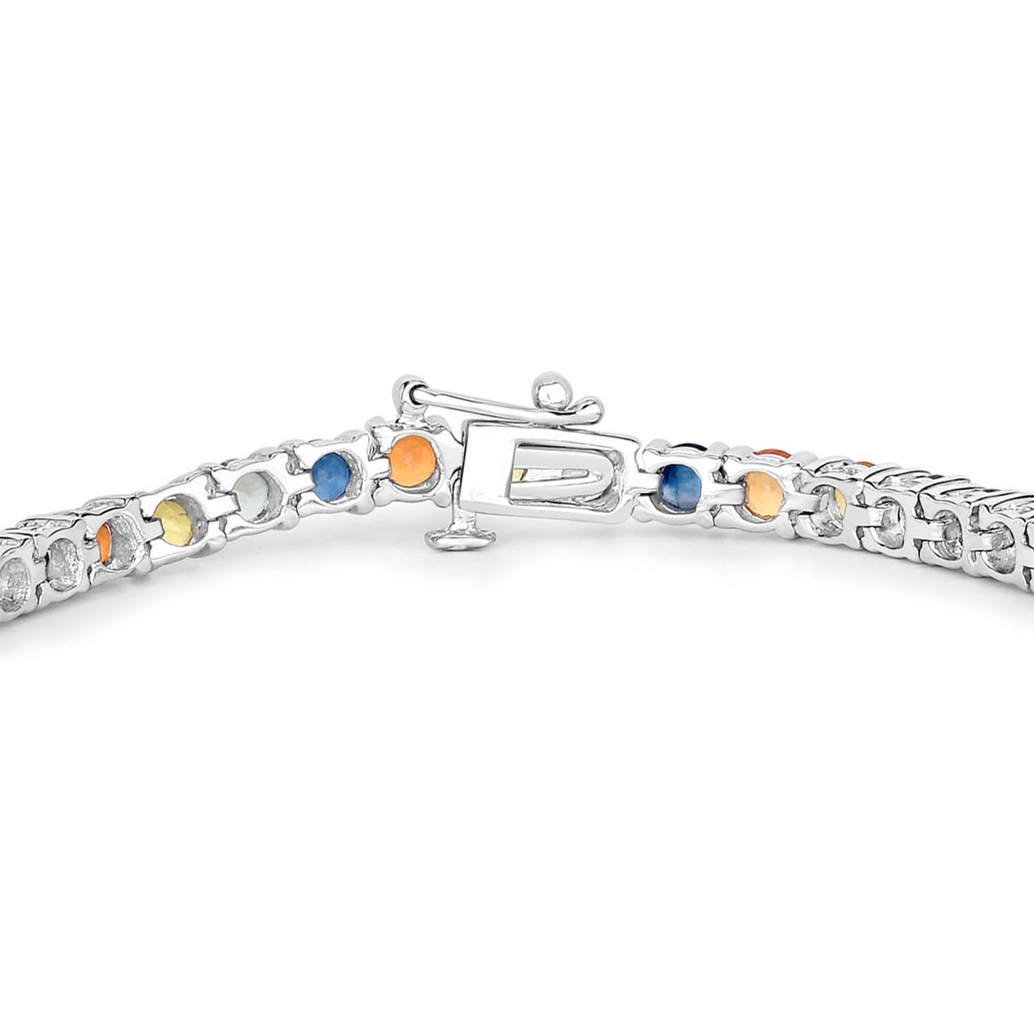 Taglio rotondo Bracciale con zaffiro multicolore 8,3 carati placcato oro 18 carati A. Silver in vendita