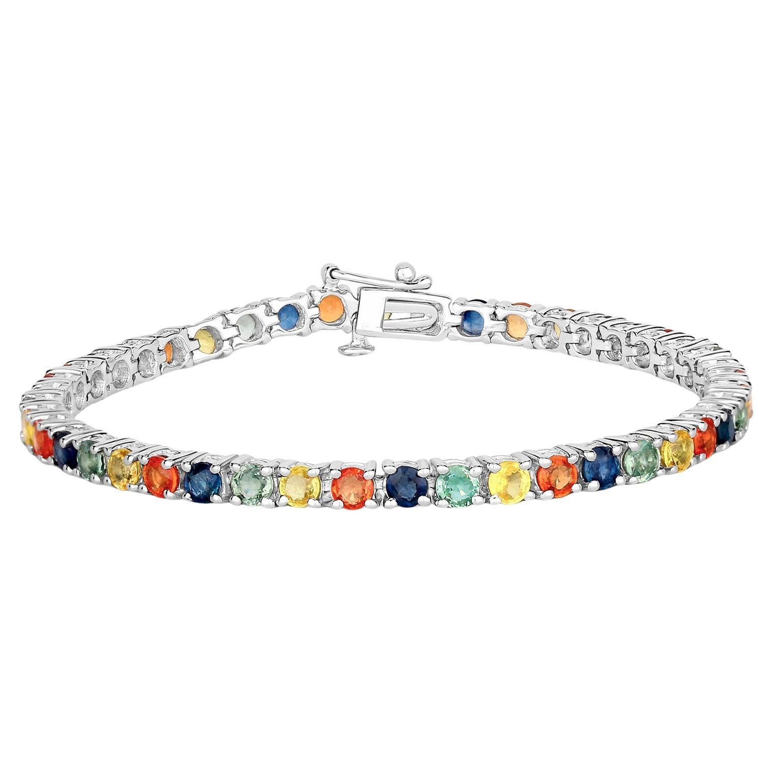 Mehrfarbiges Saphirarmband 8,3 Karat 18K Goldplattiert Silber