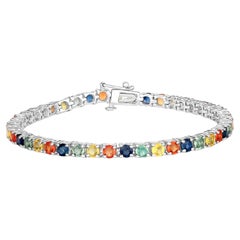 Mehrfarbiges Saphirarmband 8,3 Karat 18K Goldplattiert Silber