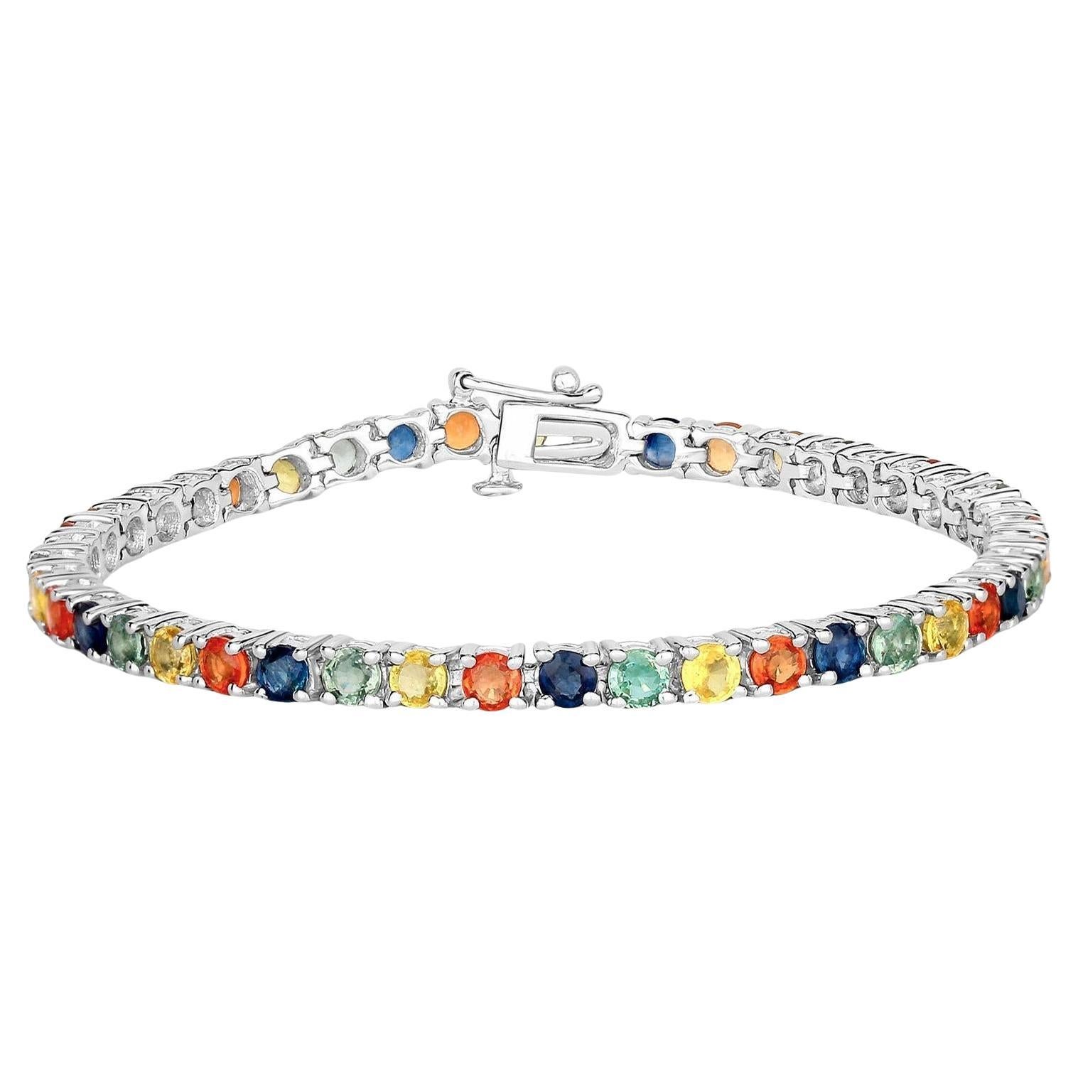 Bracciale con zaffiro multicolore 8,3 carati placcato oro 18 carati A. Silver