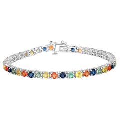 Bracciale con zaffiro multicolore 8,3 carati placcato oro 18 carati A. Silver