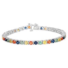 Mehrfarbiges Saphirarmband 8,3 Karat 18K Goldplattiert Silber