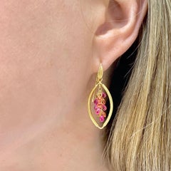 Multicolored Sapphire Briolette Gold Navette Drop Earrings, Barbara Heinrich