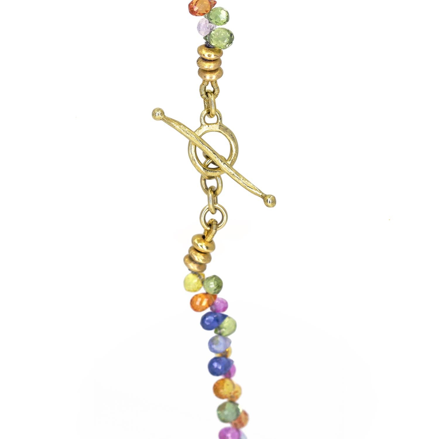 Mehrfarbige Briolette-Halskette aus Gelbgold mit Saphiren, Barbara Heinrich 2024 im Zustand „Neu“ im Angebot in Dallas, TX