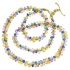 Multicolored Sapphire Briolette Yellow Gold Necklace, Barbara Heinrich 2024