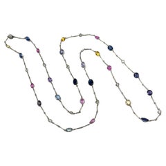 Multicolored Sapphire Diamond by the Yard Necklace