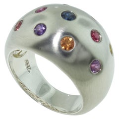 Bague dôme fantaisie en saphirs multicolores et pierres précieuses (succession)