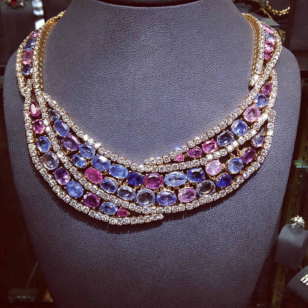 Multicolored Sapphire Necklace For Sale 2