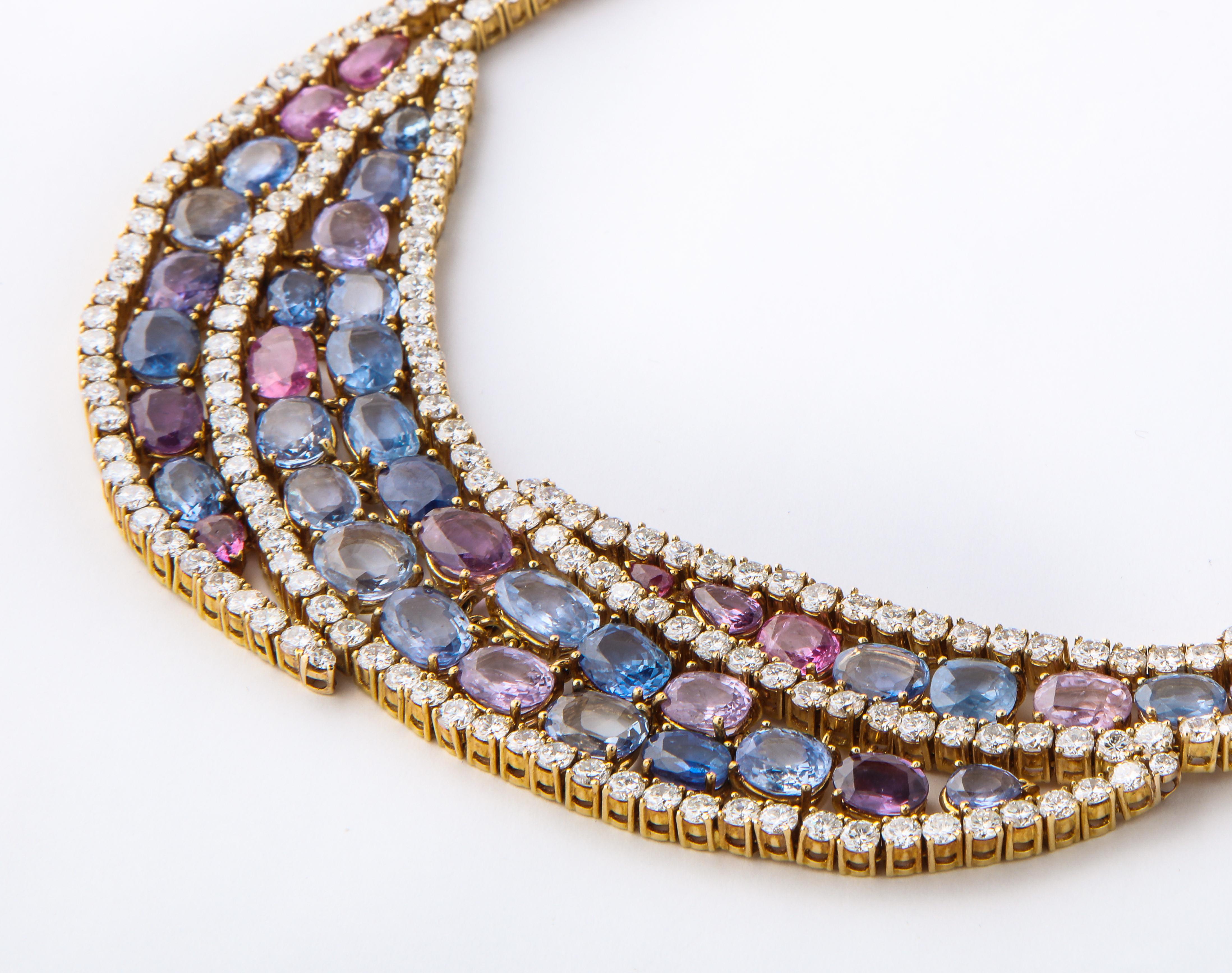 Mehrfarbige Saphir-Halskette im Angebot 4