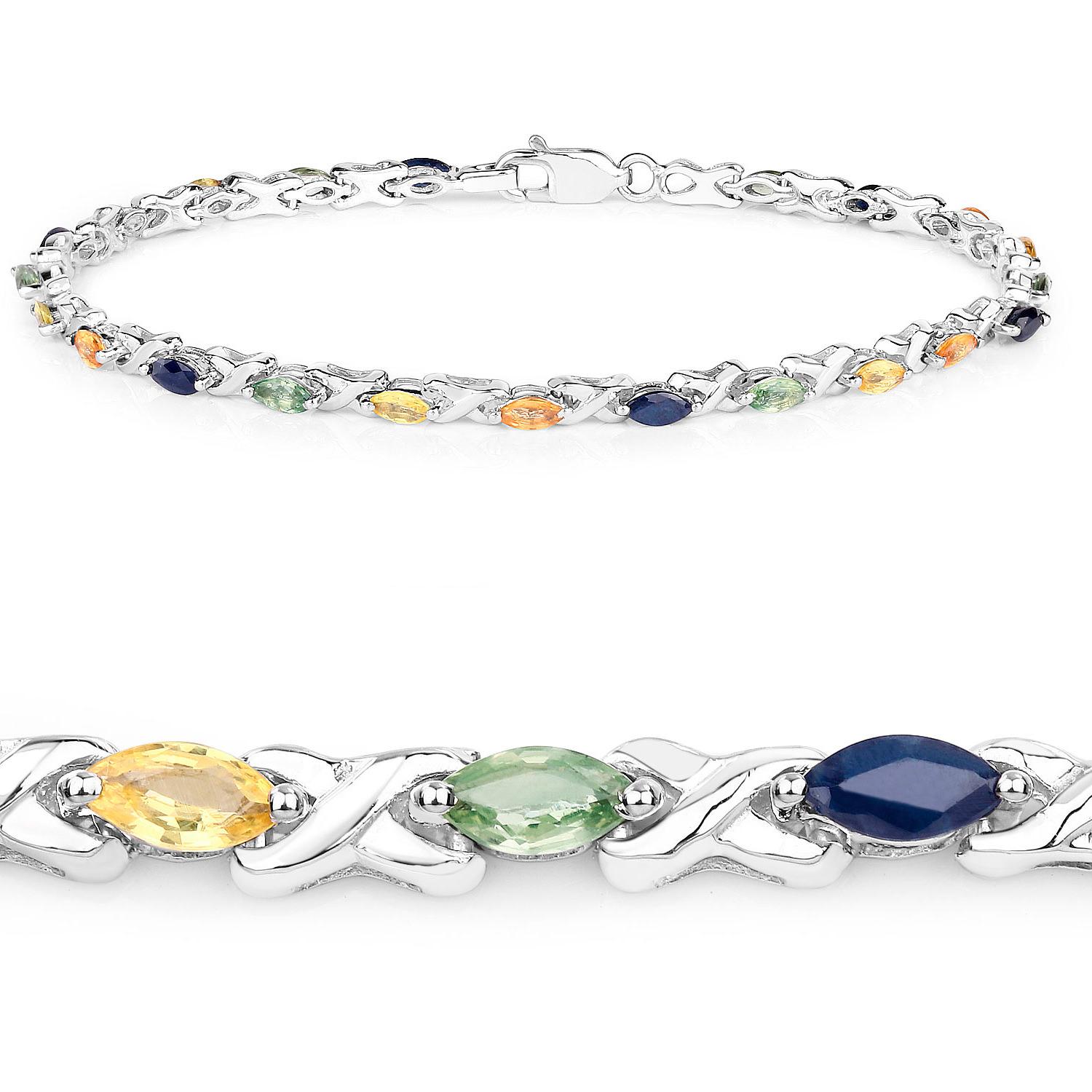 Pulsera de zafiro multicolor 3,1 quilates Plata Contemporáneo en venta