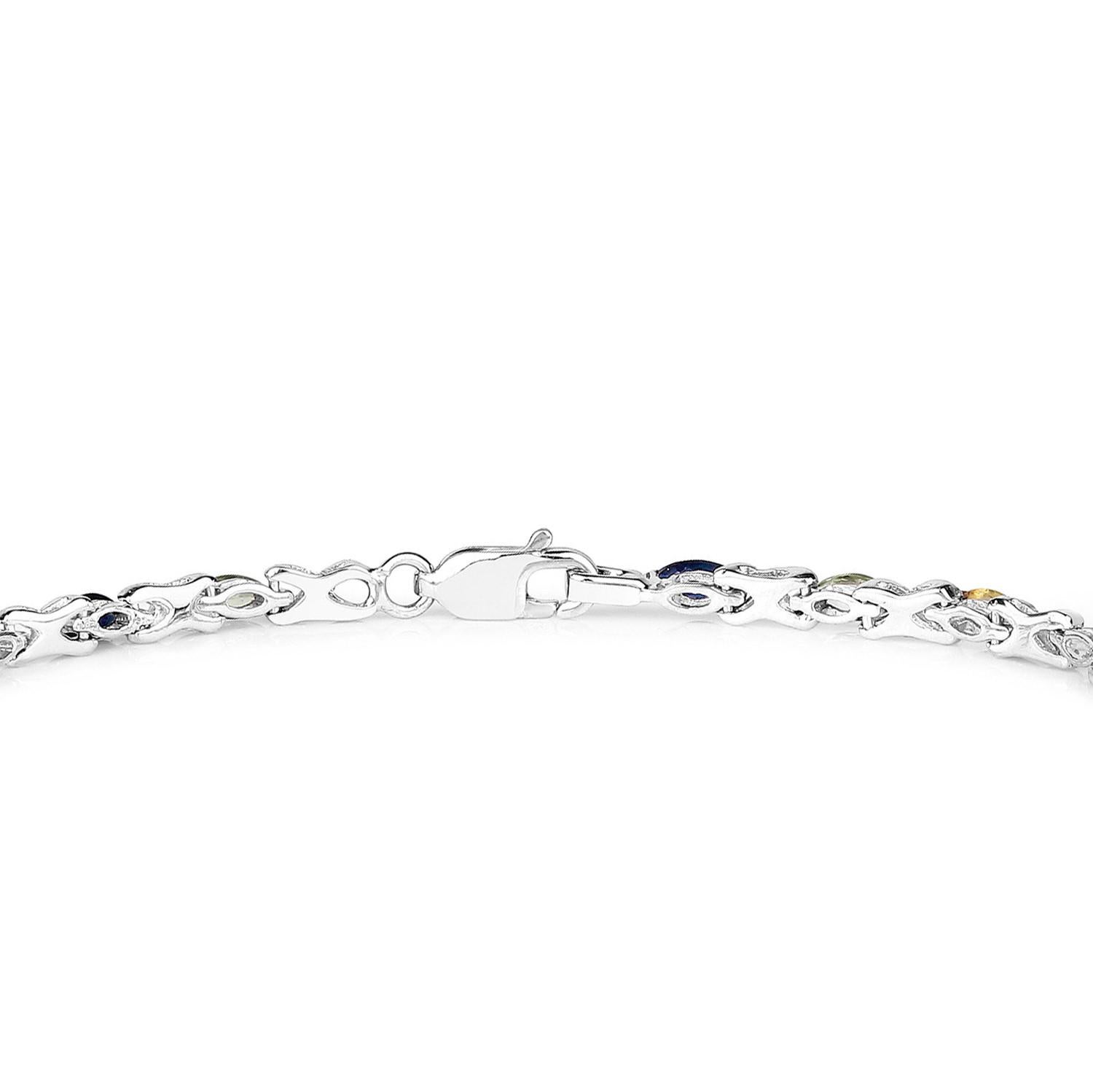 Pulsera de zafiro multicolor 3,1 quilates Plata en Excelente estado para la venta en Punta Gorda, FL