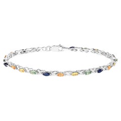 Bracciale Tennis Zaffiro Multicolore 3,1 Carati Argento