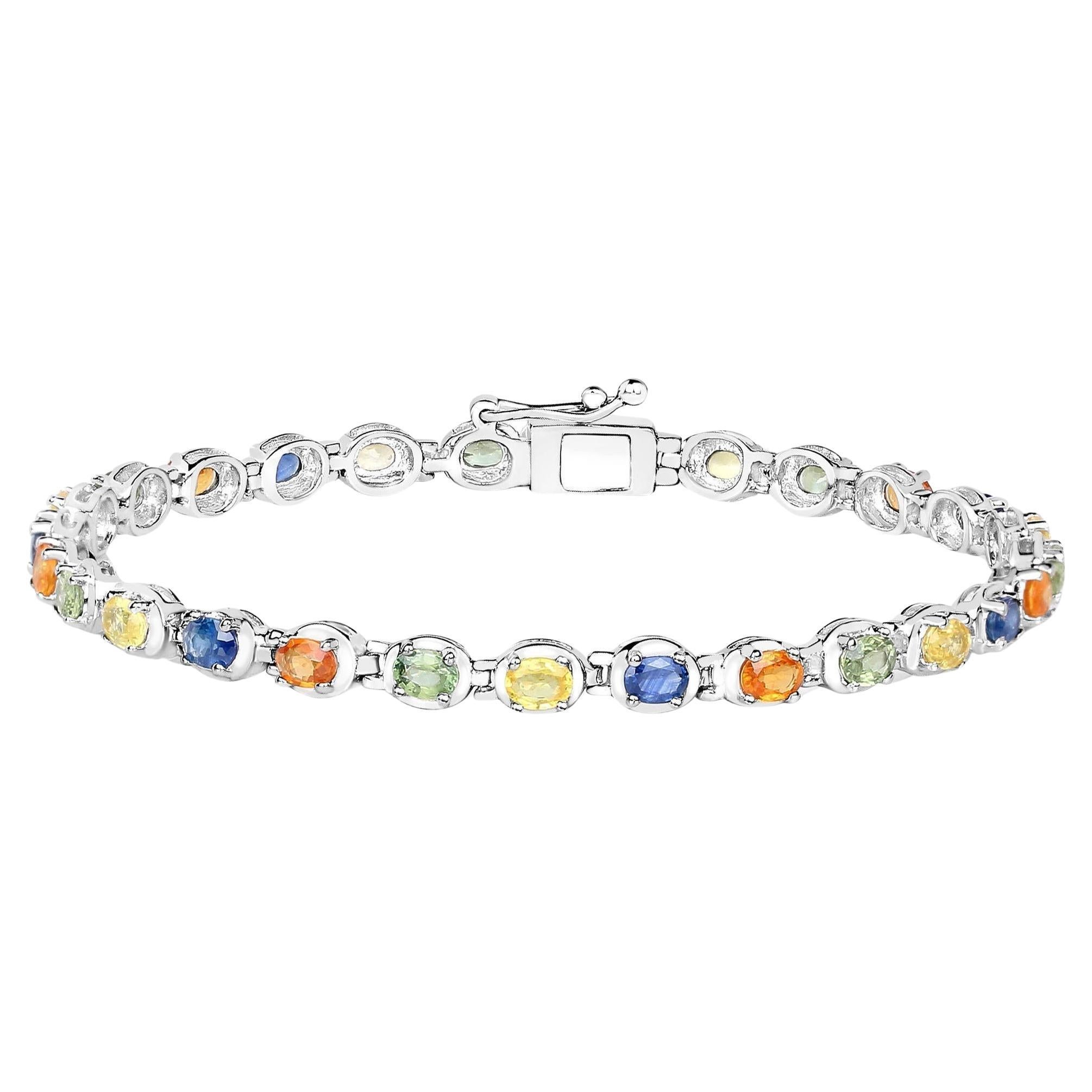 Pulsera de zafiro multicolor 5,38 quilates Plata de Ley