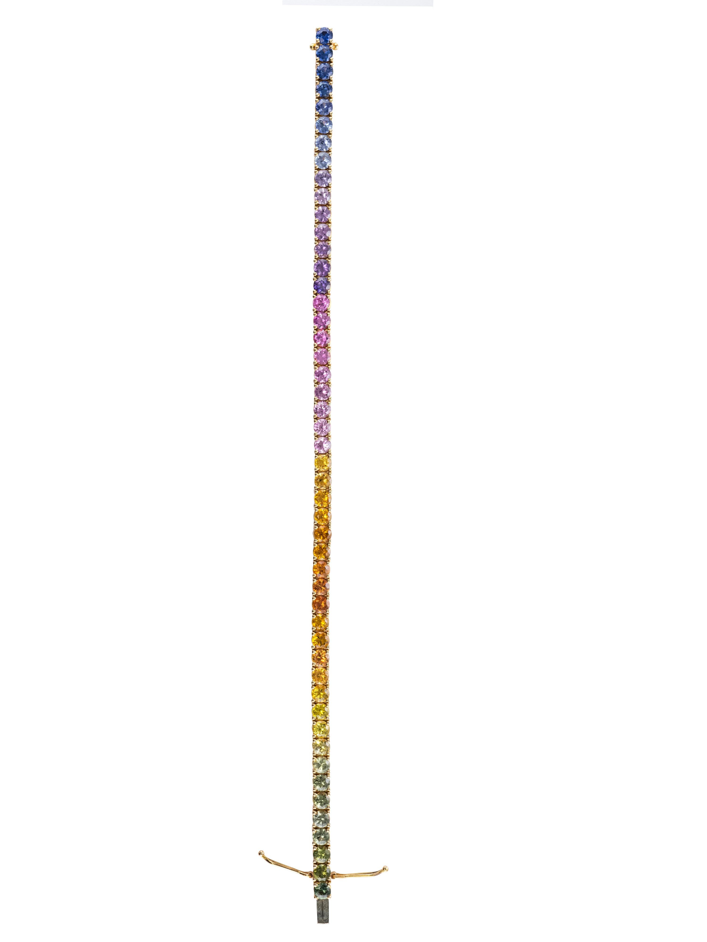 Multicolored Sapphires 18 Kt Rose Gold Tennis Bracelet In New Condition In Cattolica, IT