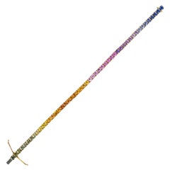 Multicolored Sapphires 18 Kt Rose Gold Tennis Bracelet