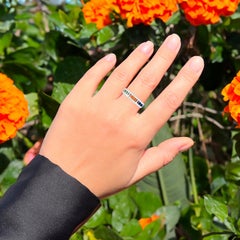 Multicolored Sapphires Ring Green Orange Blue Sterling Silver