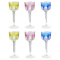 Multicolored Set of 6 MOG11 Crystal Wine Glasses by Moser, 1960s