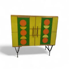 Aparador Multicolor en Cristal de Murano y Latón, Años 60