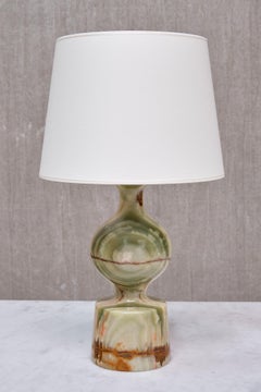 Multicolored Solid Onyx Table Lamp with Ivory Shade, Italy, 1970s