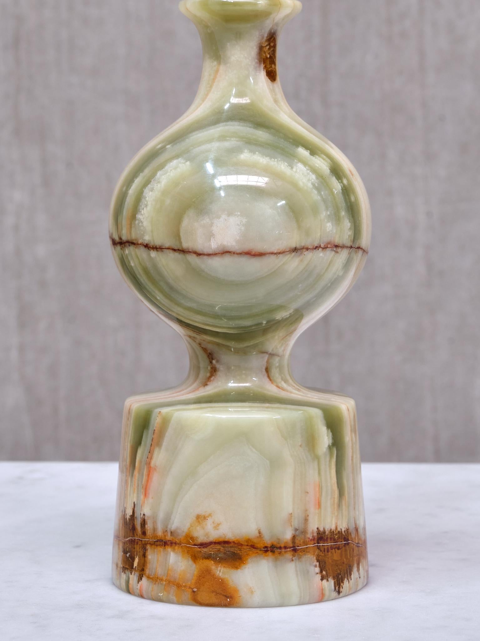 Late 20th Century Multicolored Solid Onyx Table Lamp with Ivory Shade, Italy, 1970s For Sale