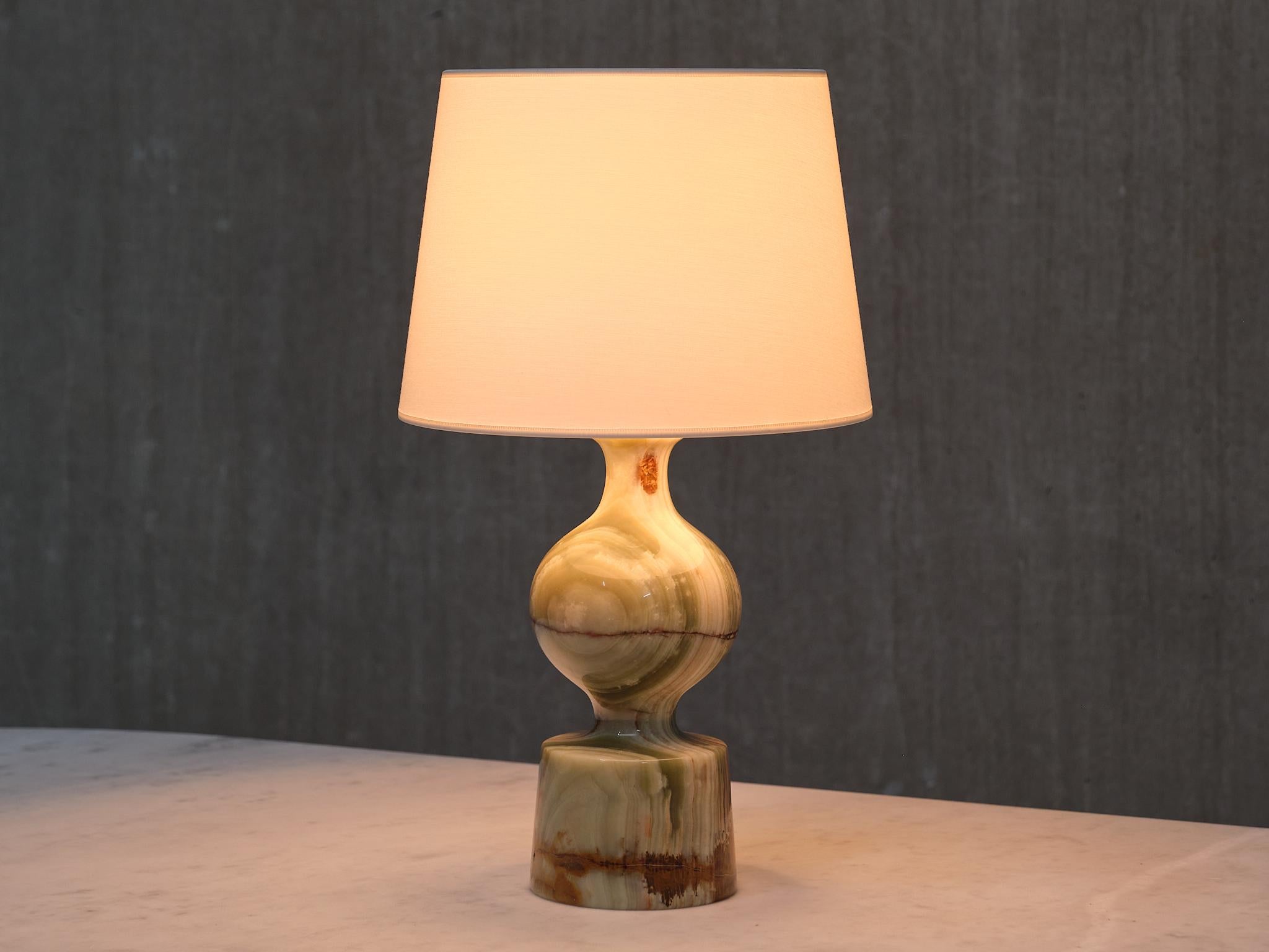 Multicolored Solid Onyx Table Lamp with Ivory Shade, Italy, 1970s For Sale 1