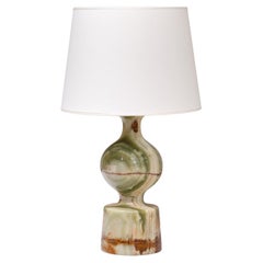 Multicolored Solid Onyx Table Lamp with Ivory Shade, Italy, 1970s
