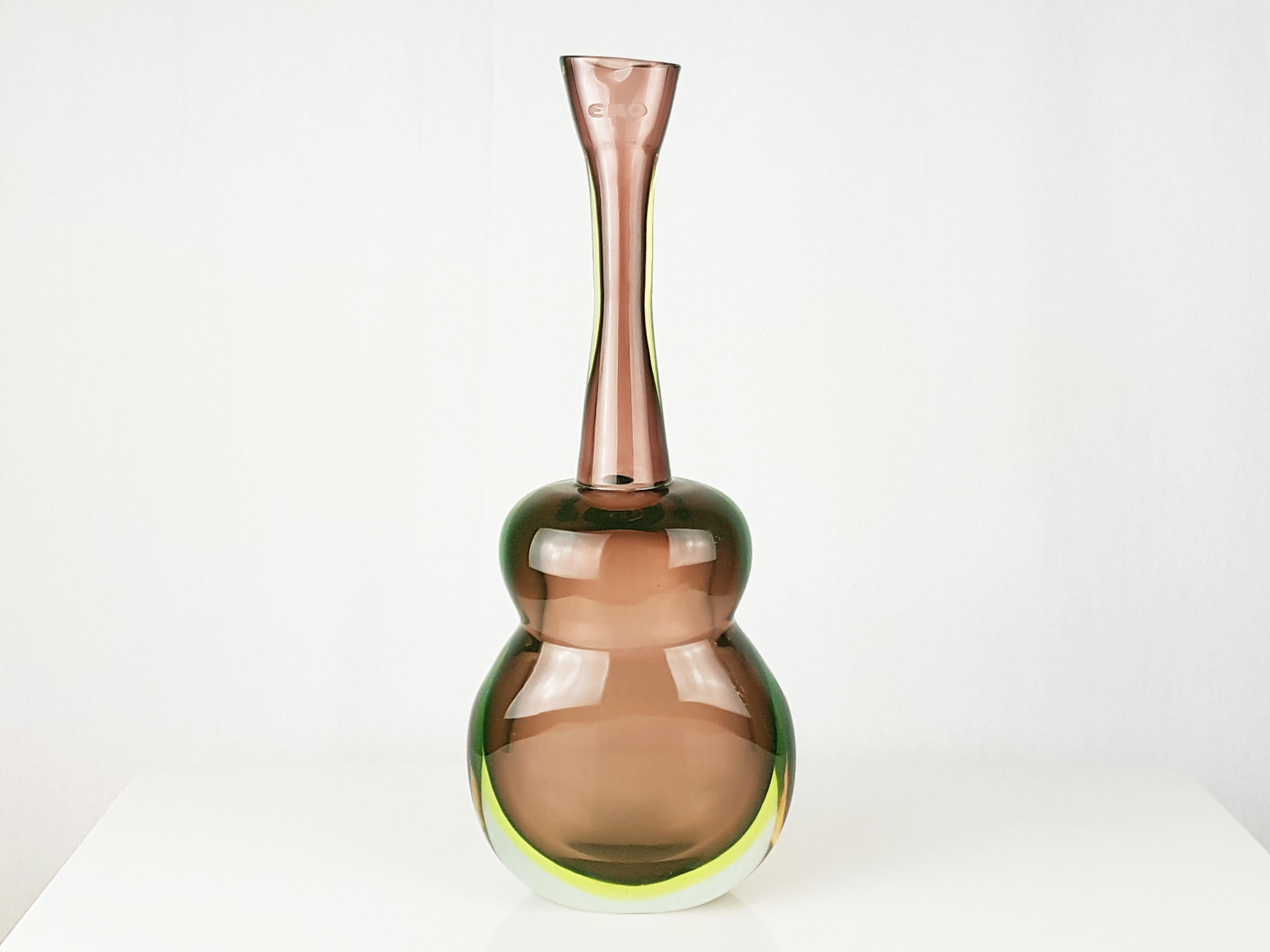 Hand-Crafted Multicolored Sommerso Glass 1960s Vase by Flavio Poli for Seguso/Eko For Sale
