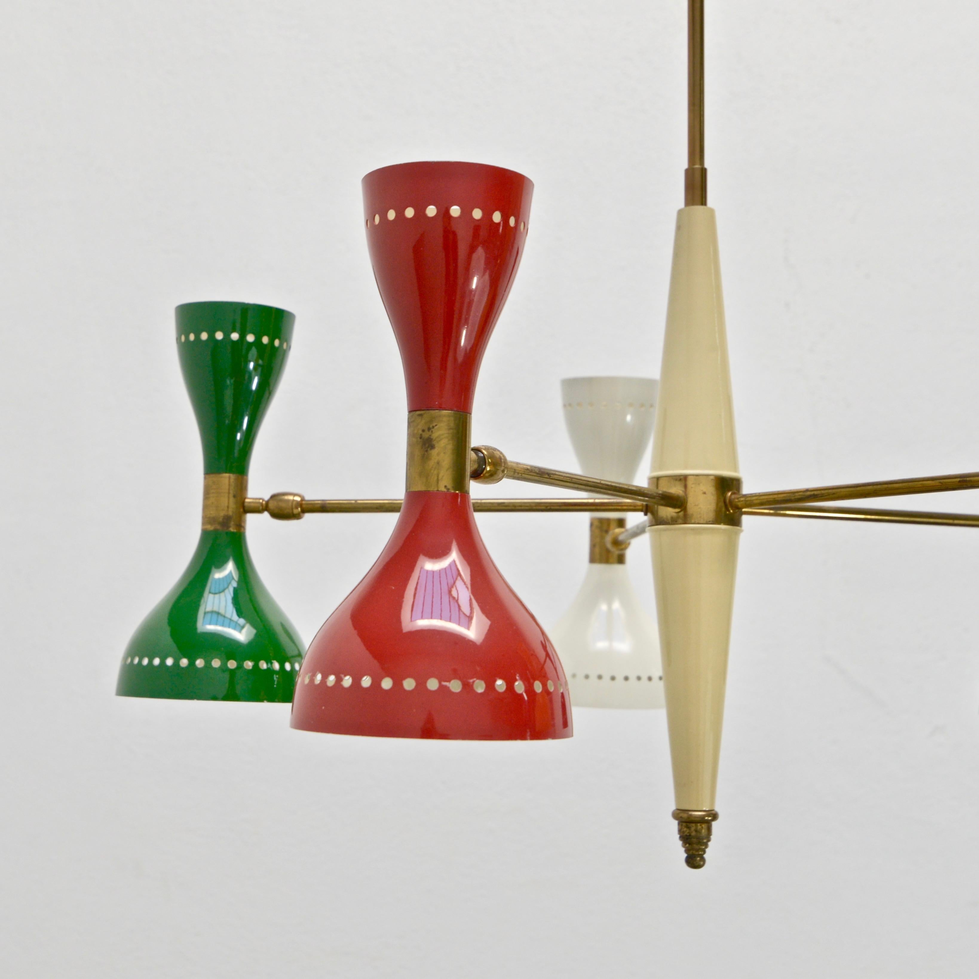 Multicolored Stilnovo Style Chandelier In Good Condition In Los Angeles, CA