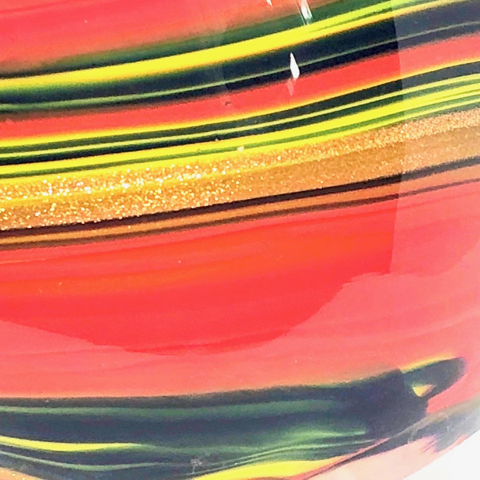 Mid-Century Modern Multicolored Swirl Glass Murano Venetian Glass Vase by Fazzoletto For Sale