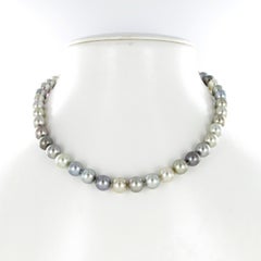 Multicolored Tahitian Cultured Pearl and Diamond Necklace