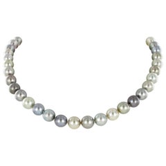 Multicolored Tahitian Cultured Pearl and Diamond Necklace