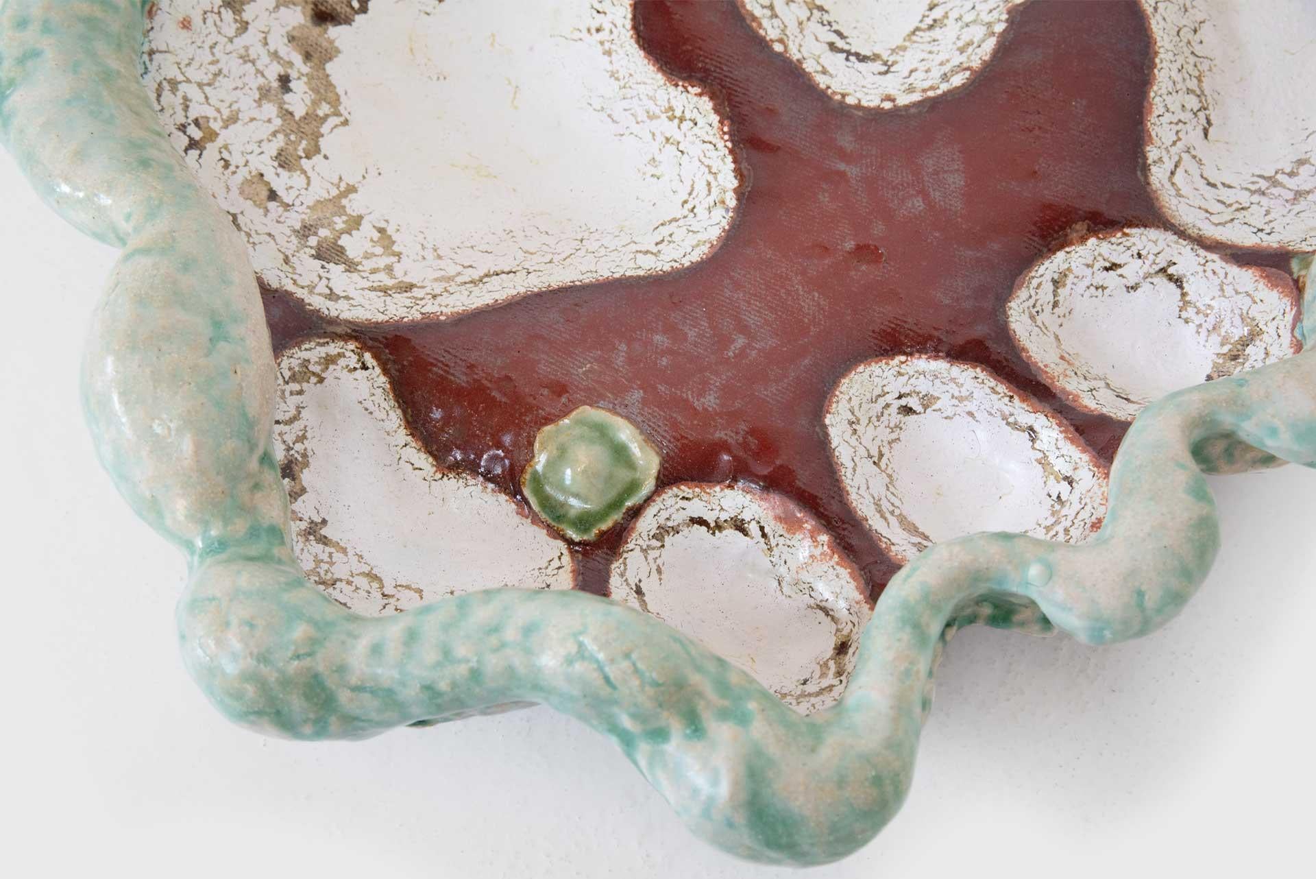 Glazed Multicolored Tray Model “Party Platter” by Nick Weddell Stoneware and Glaze Clay