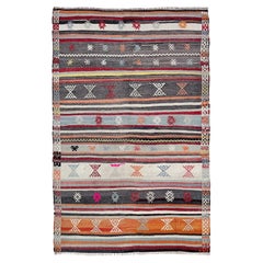 Multicolored Vibrant Vintage Turkish Kilim • Handmade Flatweave Rug (4×6)