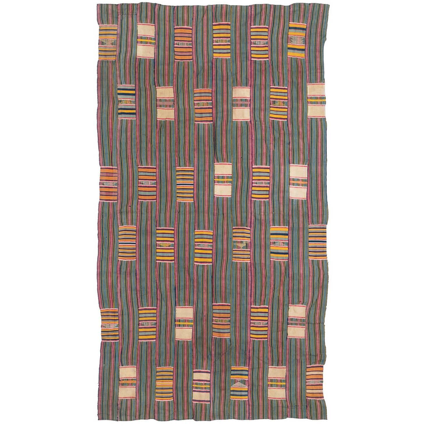 Multicolored Vintage African Ewe Fabric from West Africa, Ghana For Sale