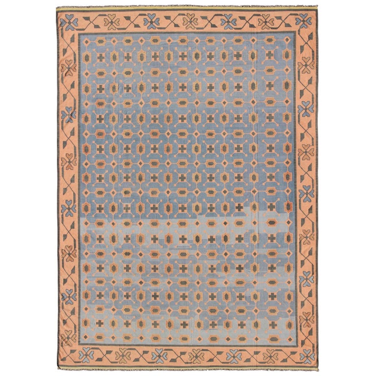 Multicolored Vintage Indian Cotton Dhurrie Rug with AllOver Geometric Design For Sale at