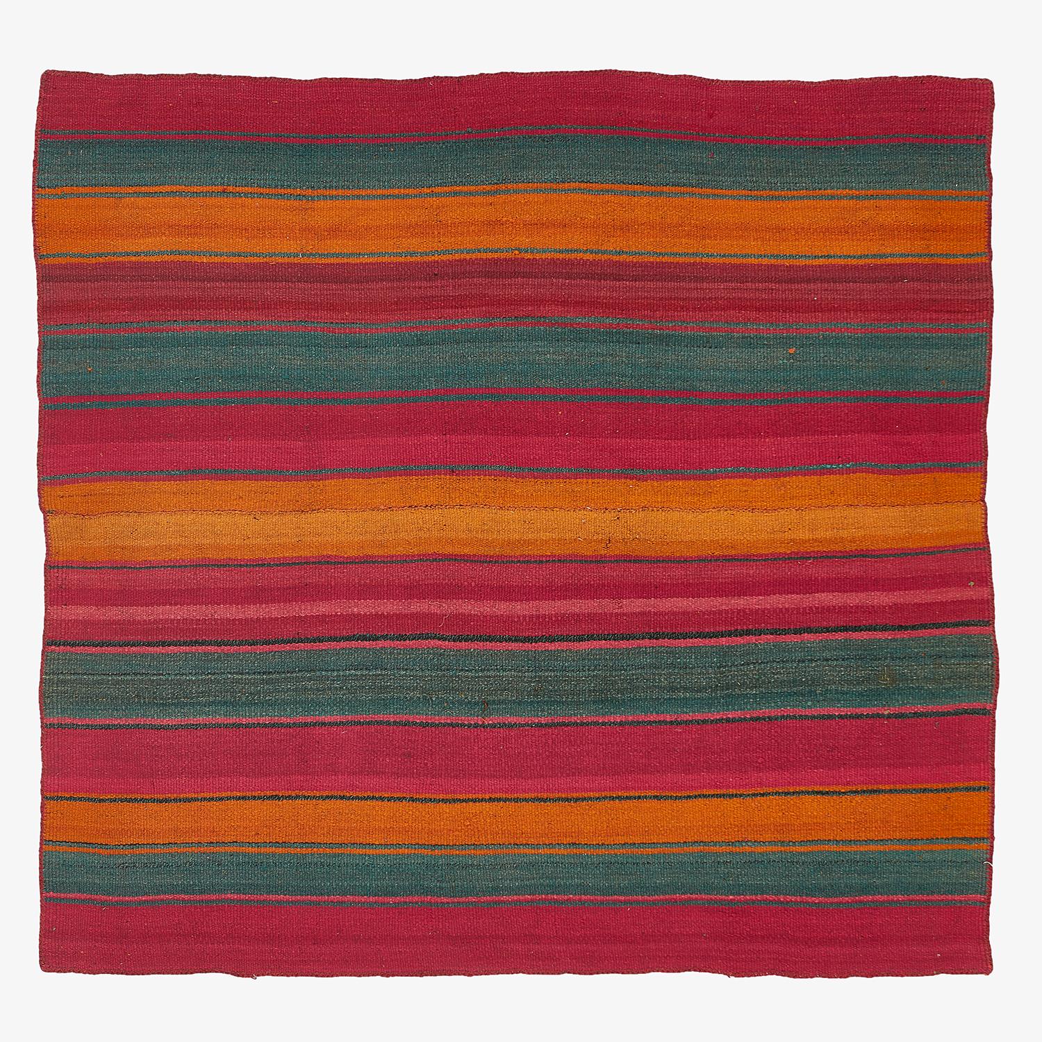 Hand-Woven abc carpet Multicolored Vintage Karabagh Wool Kilim Rug - 4'8