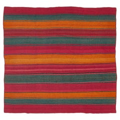 abc carpet Multicolored Vintage Karabagh Wool Kilim Rug - 4'8" x 5'1"