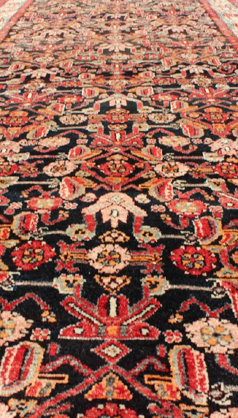 Multicolored Vintage Persian Malayer Runner with Sub-Geometric Design For Sale 4