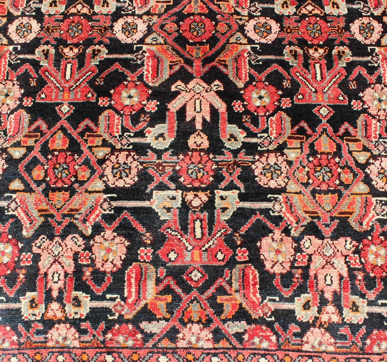 Multicolored Vintage Persian Malayer Runner with Sub-Geometric Design For Sale 1