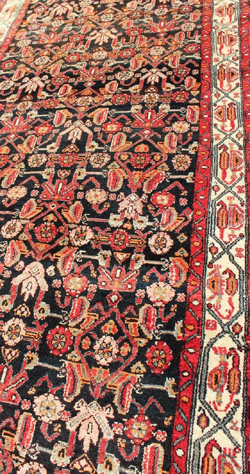 Multicolored Vintage Persian Malayer Runner with Sub-Geometric Design For Sale 2