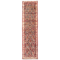 Tapis de couloir persan Malayer vintage multicolore à motifs sous-géométriques